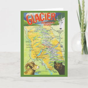 Glacier National Park Vintage Karta Kort