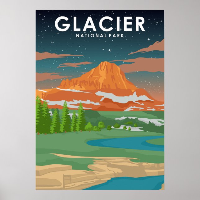 Glacier National Park Vintage resor Poster (Framsidan)