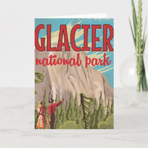 Glacier National Park vintage resor poster. Helgkort
