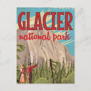 Glacier National Park vintage resor poster. Vykort