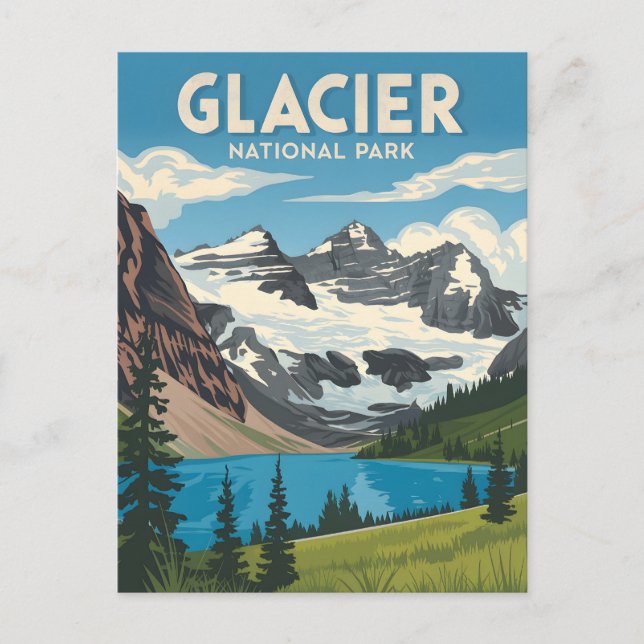 Glacier National Park vintage Vykort (Framsida)