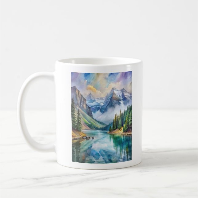 Glacier National Park Watercolor Kaffemugg (Vänster)