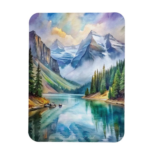 Glacier National Park Watercolor Magnet (Vertikal)