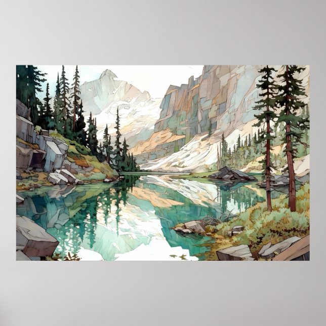 Glacier National Park Watercolor Poster (Framsidan)