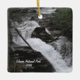 Glacier National Park Waterfall Photo Julgransprydnad Metall