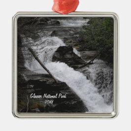 Glacier National Park Waterfall Photo Julgransprydnad Metall