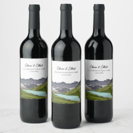 Glacier National Park Wedding Favor Personlig Vinflaska Etikett