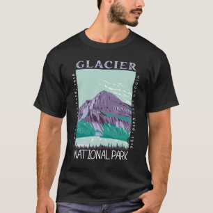 Glacier nationalpark Gömt Sjö Retro Distress T Shirt