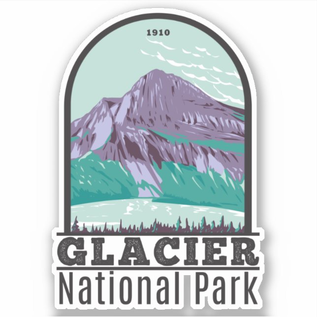 Glacier nationalpark Montana Hiddlen Sjö Klistermärken (Framsida)