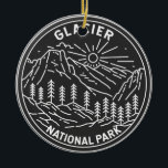 Glacier nationalpark Montana Monoline Julgransprydnad Keramik<br><div class="desc">Glacier Park monoline design. Parken är ett vildmarksområde i Montanas Rocky mountains,  med glaciärdyna toppar och dalar som löper till Kanadas gräns.</div>