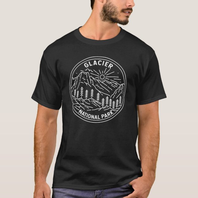 Glacier nationalpark Montana Monoline T Shirt (Framsida)