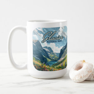 Glacier nationalpark Montana Sjö Retro Kaffemugg