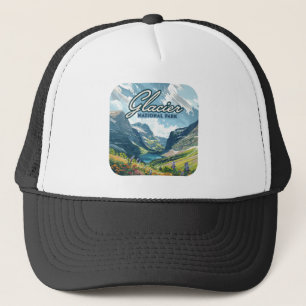Glacier nationalpark Montana Sjö Retro Keps
