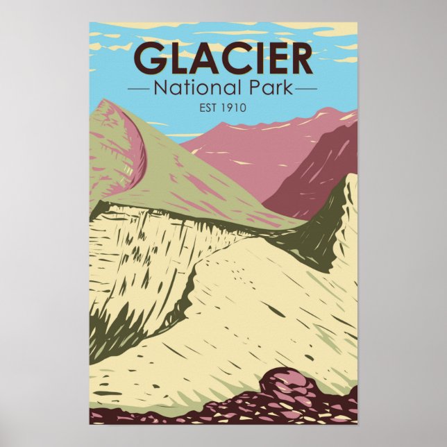 Glacier nationalpark Montana Triple Divide Peak Poster (Framsidan)