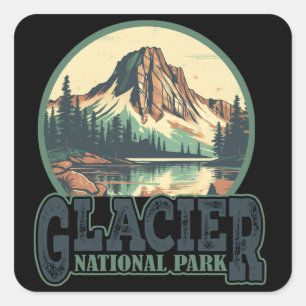 Glacier nationalpark Montana Vintage resor Fyrkantigt Klistermärke