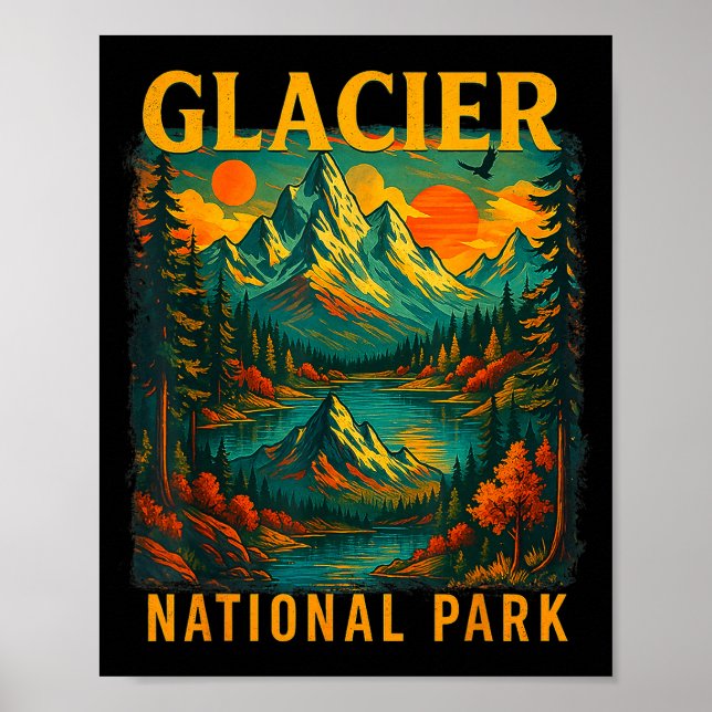 Glacier nationalpark retro berg resor poster (Framsidan)