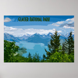 Glacier nationalpark Vintage affisch