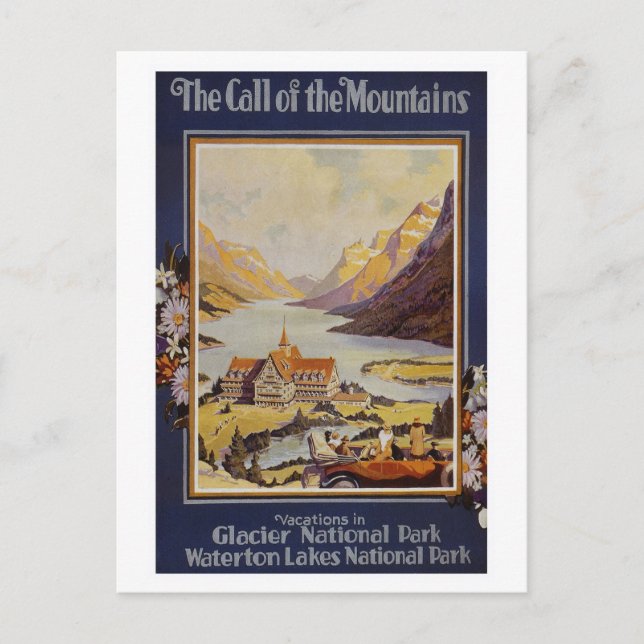 Glacier nationalpark Vintage resor Vykort (Framsida)