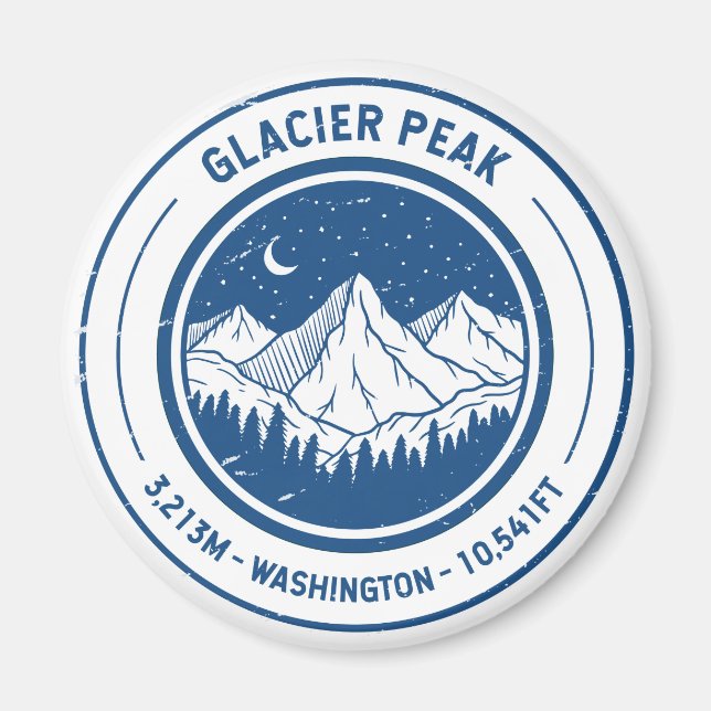 Glacier Peak Washington Hiking Skiing Travel Magnet (Framsidan)