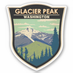 Glacier Peak Washington Travel Art Vintage Klistermärken