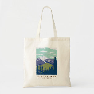 Glacier Peak Washington Travel Art Vintage Tygkasse