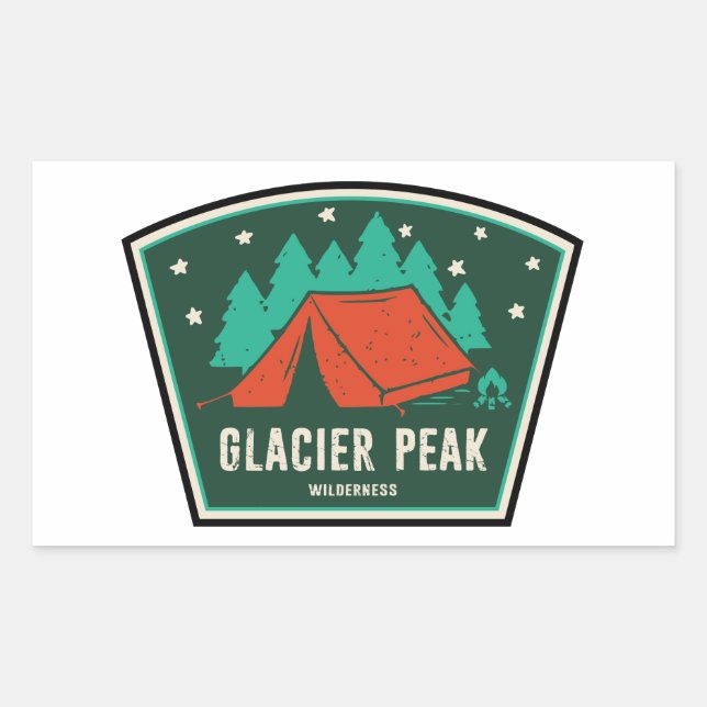 Glacier Peak Wilderness Camping Rektangulärt Klistermärke (Framsida)