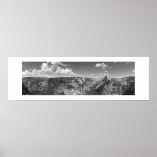 Glacier Point Horizon Panorama Svart och Vitt Poster