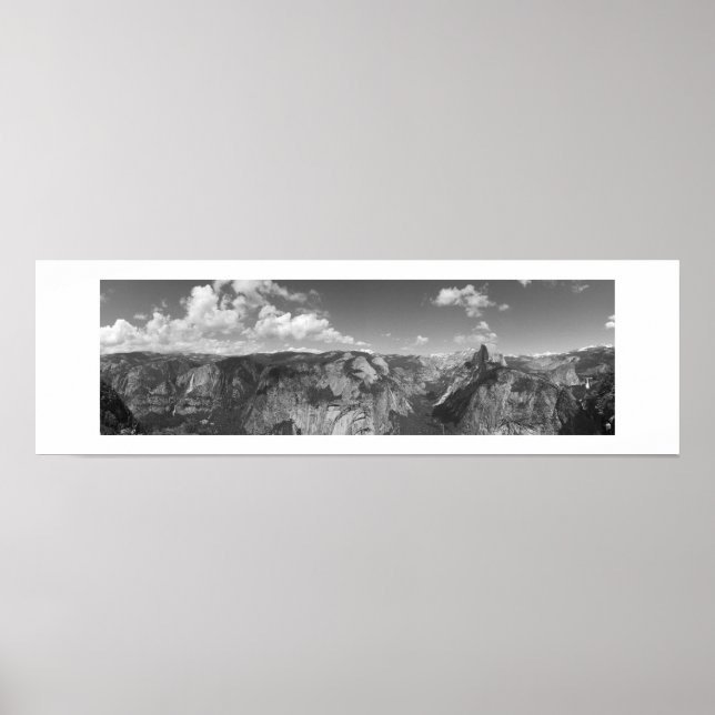 Glacier Point Horizon Panorama Svart och Vitt Poster (Framsidan)