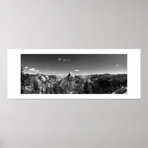 Glacier Point Yosemite Black and White Panoramic Poster