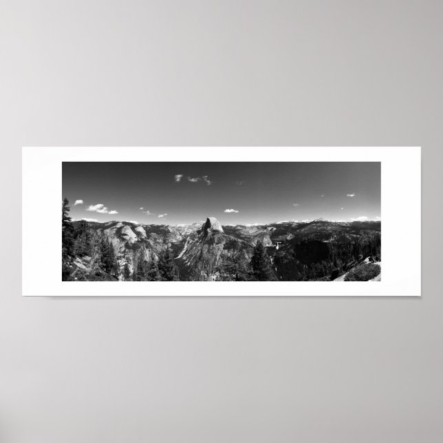 Glacier Point Yosemite Black and White Panoramic Poster (Framsidan)
