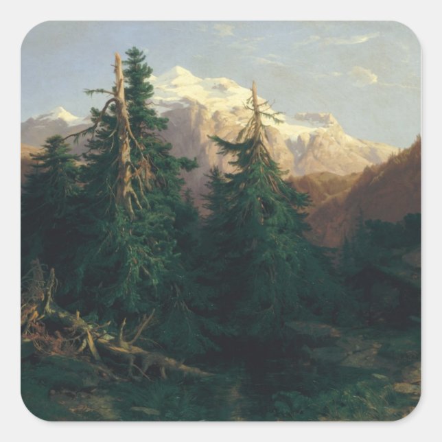 Glacier, Rosen Lanigletscher, 1854 Fyrkantigt Klistermärke (Framsida)