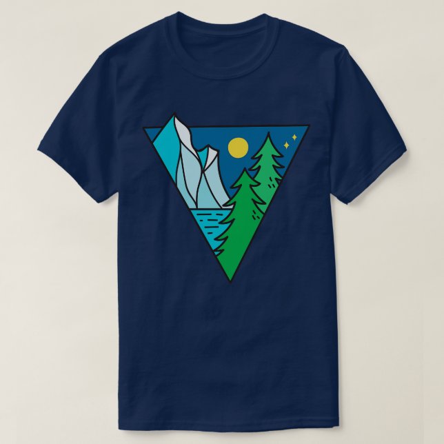 Glacier Sjö Moonlight Doodle T Shirt (Design framsida)