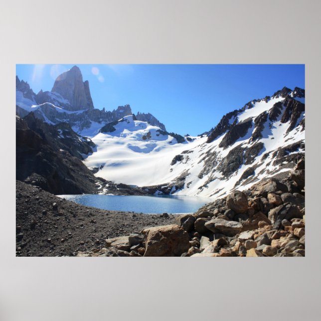 Glacier Sjö nära Mount Fitz Roy Poster (Framsidan)