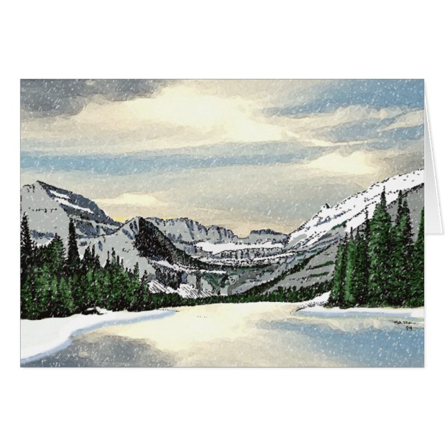 Glacier Snö Hälsningskort (Framsidan Horizontal)