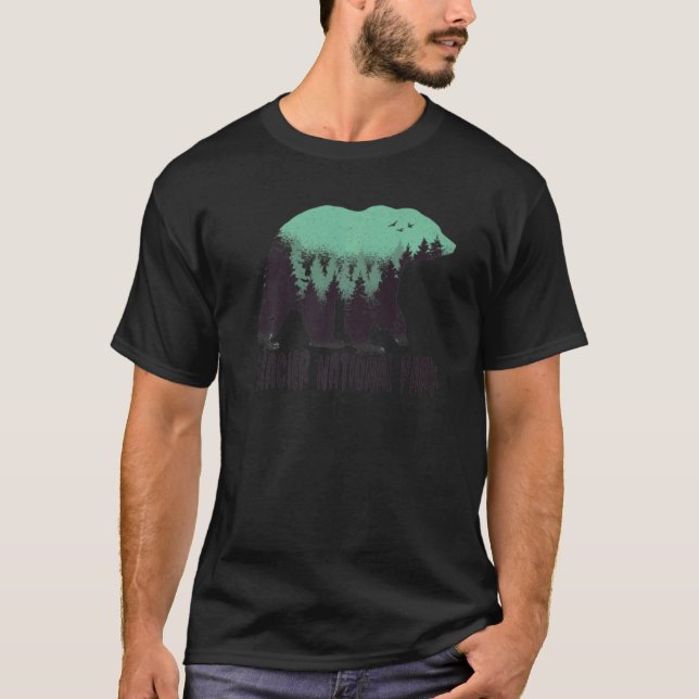 Glacier Us nationalpark Bear Träd Montana Travel T Shirt (Framsida)