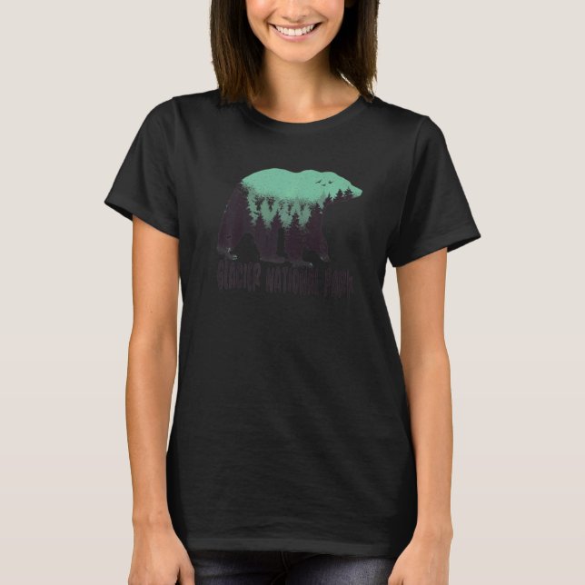 Glacier Us nationalpark Bear Träd Montana Travel T Shirt (Framsida)