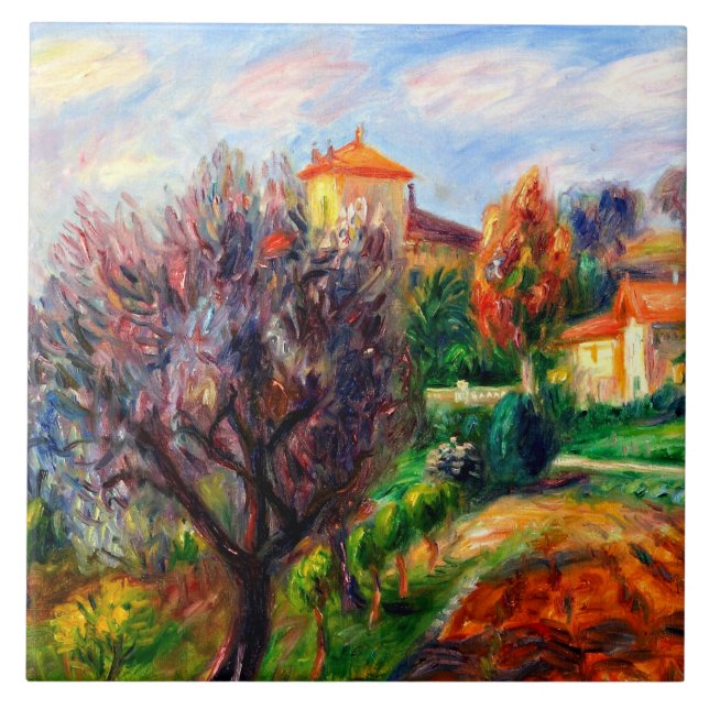 Glackens - Hillside with Olive Träd, Kakelplatta (Framsidan)