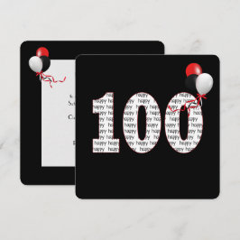 Glad 100-årsdag på svart inbjudan