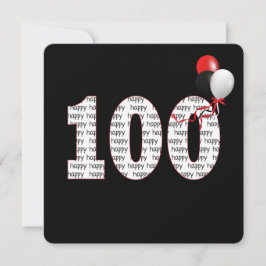Glad 100-årsdag på svart inbjudan