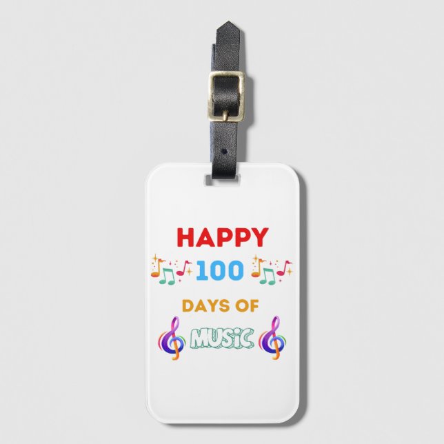 Glad 100 dagar av musik bagagebricka (Framsida vertikal)