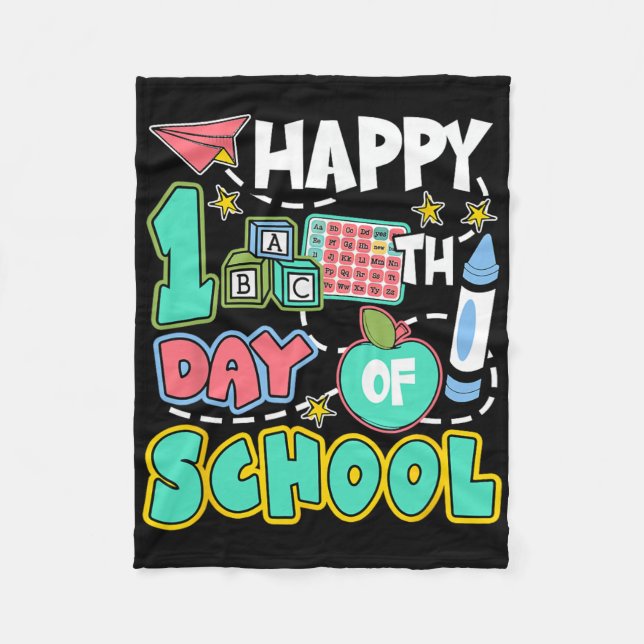 Glad 100 dagar på skolan Äpple Lärare Elev Kul Fleecefilt (Framsidan)