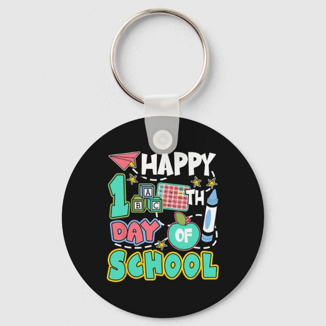 Glad 100 dagar på skolan Äpple Lärare Elev Kul Nyckelring (Framsida)