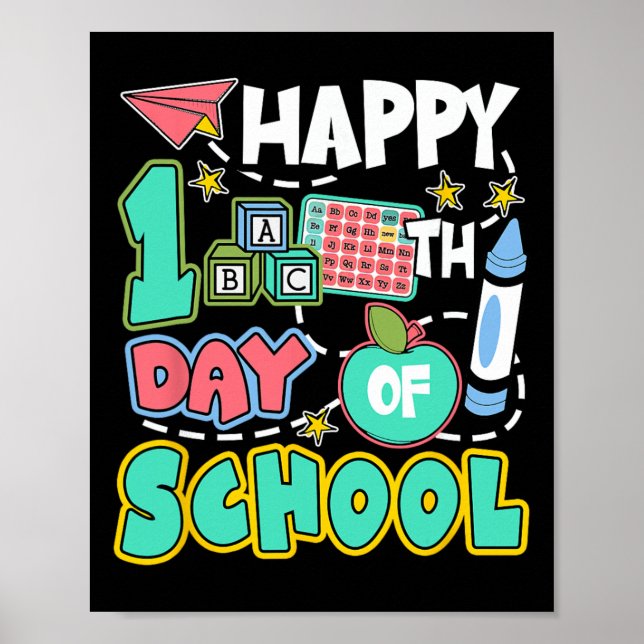 Glad 100 dagar på skolan Äpple Lärare Elev Kul Poster (Framsidan)