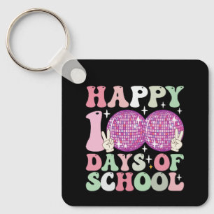 Glad 100 dagar på skolan Disco Boll Groovy Retro Nyckelring