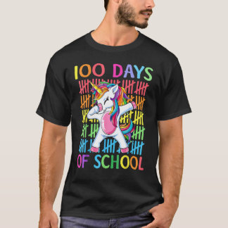 Glad 100 dagar på skolan Flicka Enhörning Lärare S T Shirt