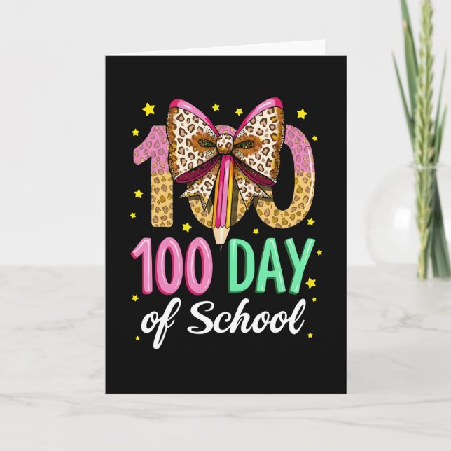 Glad 100 Dagar på Skolan Lärare Söt Rosa Slinga Kort (Framsida)
