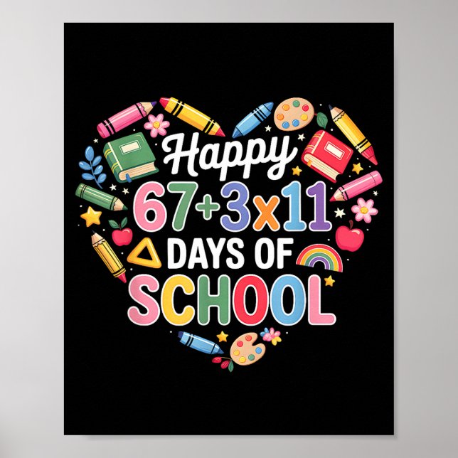Glad 100 dagar på skolan matte ekvation 100:e dage poster (Framsidan)