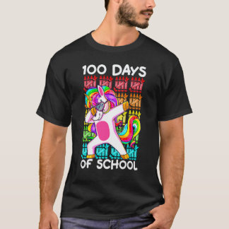 Glad 100 dagar på skolan tjejer dabbar enhörning t shirt