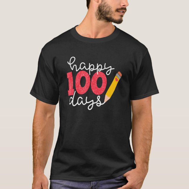 Glad 100 Dagar Skola För 100:e Dagen Färgrik T Shirt (Framsida)