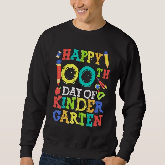 Glad 100-dagars dag i förskolan lång ärmad tröja (Framsida)